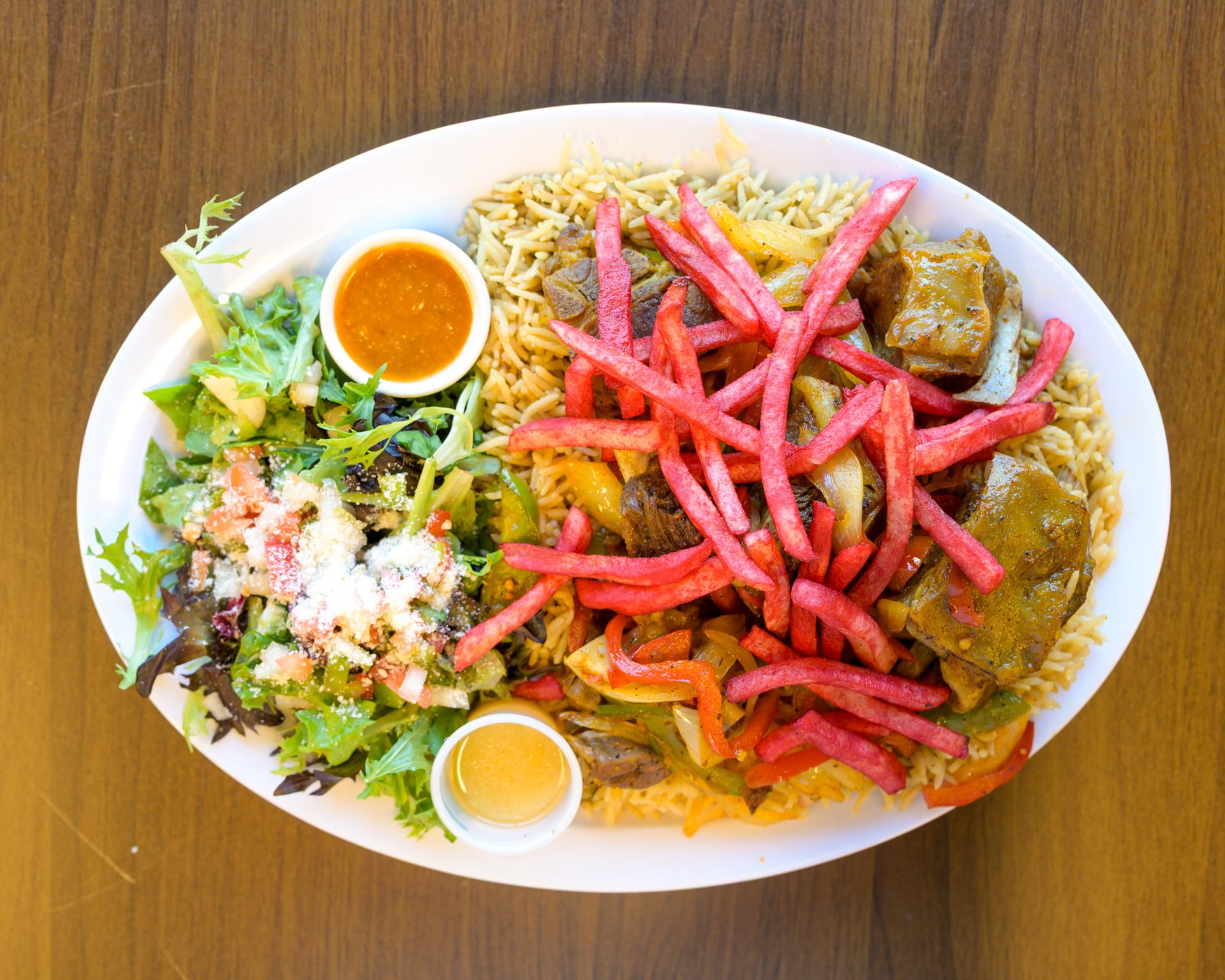 Somali rice, flatbread, and Suqaar